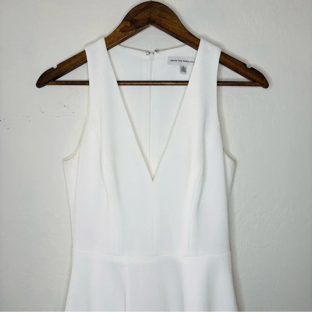 Dress the Population White Catalina Fit & Flare Cocktail Dress Size Small Womens